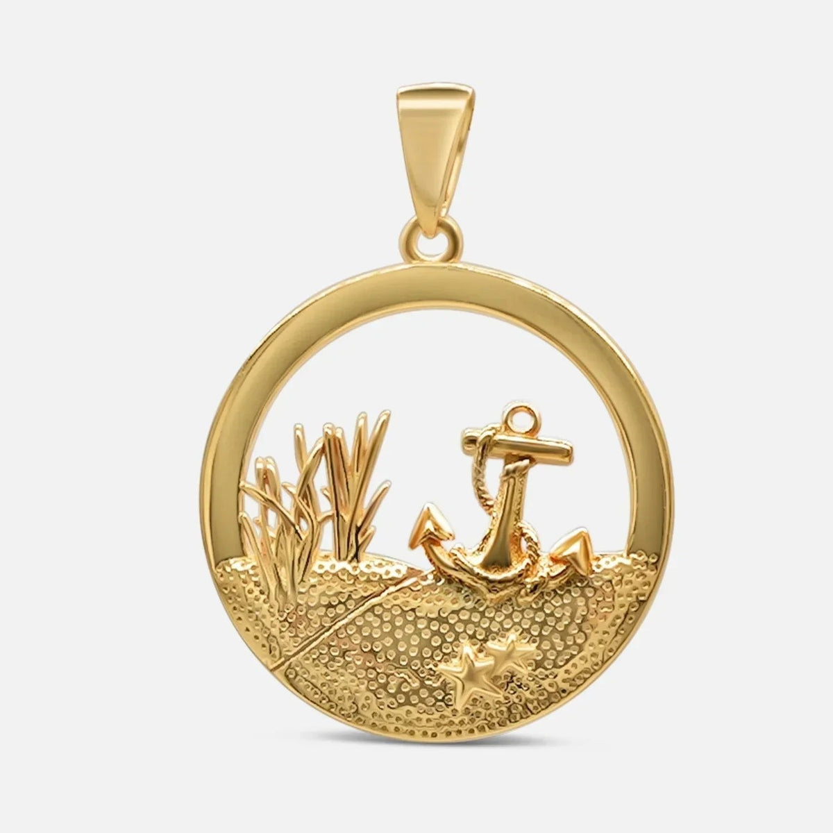 variante Anker / Gold — Küstenlicht™ – Leuchtturm-Anhänger mit Düne