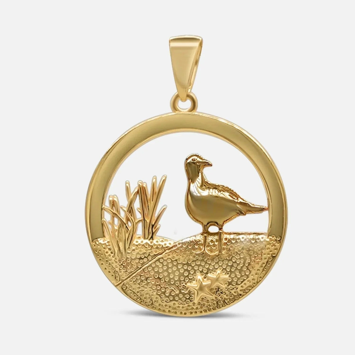 variante Möwe / Gold — Küstenlicht™ – Leuchtturm-Anhänger mit Düne