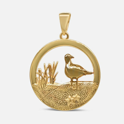 variante Möwe / Gold — Küstenlicht™ – Leuchtturm-Anhänger mit Düne