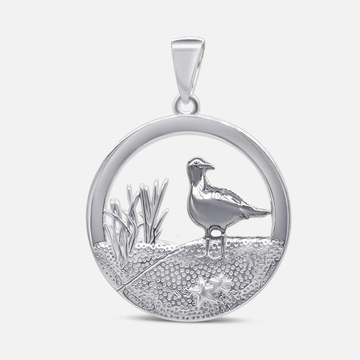 variante Möwe / Silber — Küstenlicht™ – Leuchtturm-Anhänger mit Düne