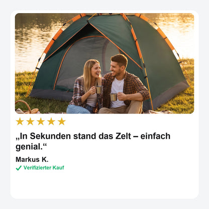 3-Sekunden Wurfzelt – Pop-up Campingzelt für 2 Personen