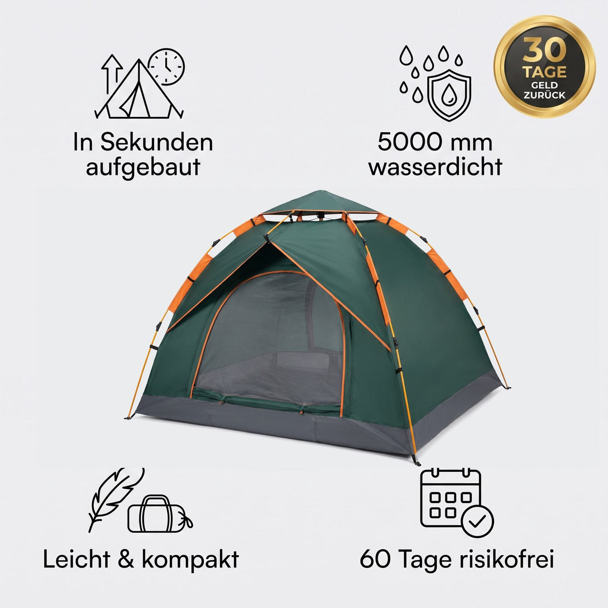 3-Sekunden Wurfzelt – Pop-up Campingzelt für 2 Personen